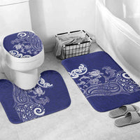 New Zealand Sea Animals with Maori Tribal Tattoo Bathroom Set Blue Color LT03 Mat Set Only (3 pcs) One Size Blue - Polynesian Pride