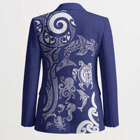 New Zealand Sea Animals with Maori Tribal Tattoo Blazer Blue Color LT03 - Polynesian Pride