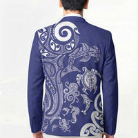 New Zealand Sea Animals with Maori Tribal Tattoo Blazer Blue Color LT03 - Polynesian Pride