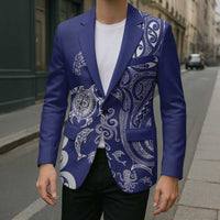 New Zealand Sea Animals with Maori Tribal Tattoo Blazer Blue Color LT03 - Polynesian Pride