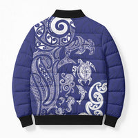 New Zealand Sea Animals with Maori Tribal Tattoo Bomber Puffer Jacket Blue Color LT03 - Polynesian Pride