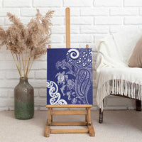 New Zealand Sea Animals with Maori Tribal Tattoo Canvas Wall Art Blue Color LT03 - Polynesian Pride