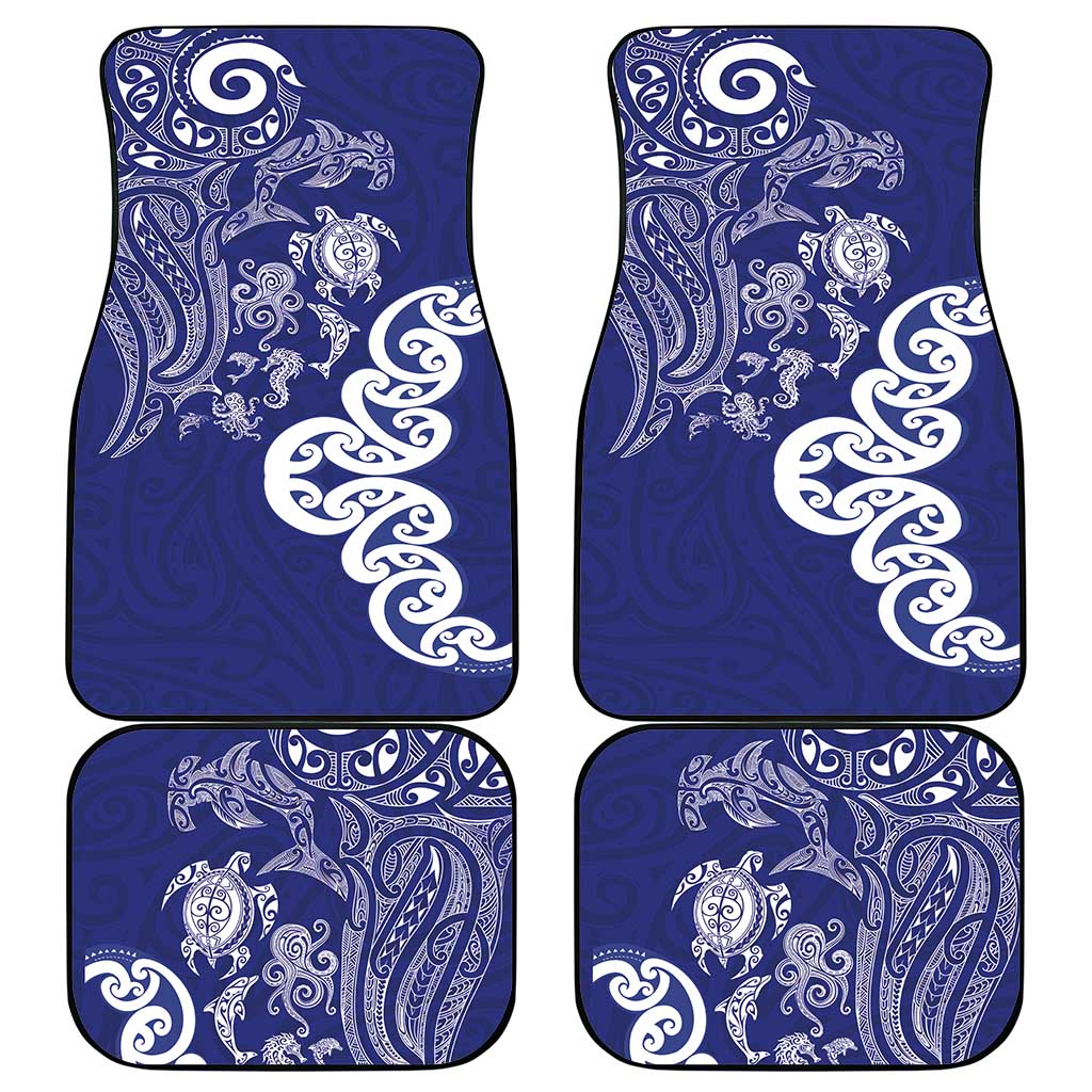 New Zealand Sea Animals with Maori Tribal Tattoo Car Mats Blue Color LT03 - Polynesian Pride