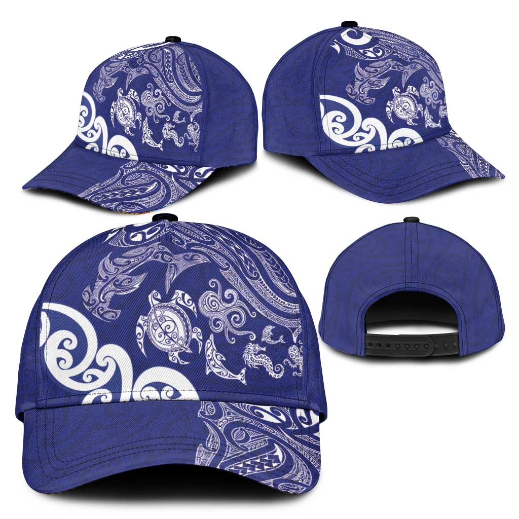 New Zealand Sea Animals with Maori Tribal Tattoo Classic Cap Blue Color LT03 - Polynesian Pride