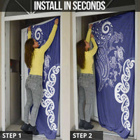 New Zealand Sea Animals with Maori Tribal Tattoo Door Cover Blue Color LT03 - Polynesian Pride