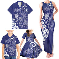 New Zealand Sea Animals with Maori Tribal Tattoo Family Matching Tank Maxi Dress and Hawaiian Shirt Blue Color LT03 - Polynesian Pride