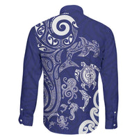 New Zealand Sea Animals with Maori Tribal Tattoo Family Matching Tank Maxi Dress and Hawaiian Shirt Blue Color LT03 - Polynesian Pride