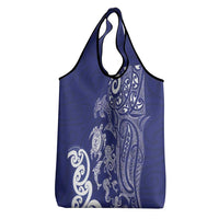 New Zealand Sea Animals with Maori Tribal Tattoo Grocery Bag Blue Color LT03 - Polynesian Pride