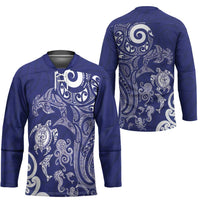 New Zealand Sea Animals with Maori Tribal Tattoo Hockey Jersey Blue Color LT03 - Polynesian Pride