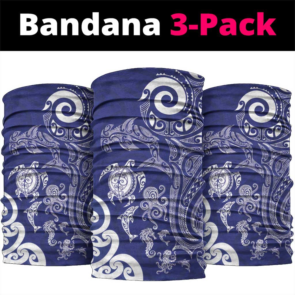 New Zealand Sea Animals with Maori Tribal Tattoo Neck Gaiter Blue Color LT03 package One Size: 25*50cm Blue - Polynesian Pride