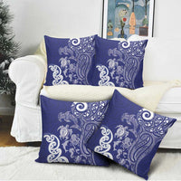 New Zealand Sea Animals with Maori Tribal Tattoo Pillow Cover Blue Color LT03 - Polynesian Pride