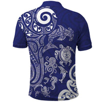 New Zealand Sea Animals with Maori Tribal Tattoo Polo Shirt Blue Color LT03 - Polynesian Pride