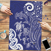New Zealand Sea Animals with Maori Tribal Tattoo Puzzle Blue Color LT03 Blue - Polynesian Pride