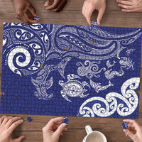 New Zealand Sea Animals with Maori Tribal Tattoo Puzzle Blue Color LT03 - Polynesian Pride