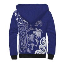 New Zealand Sea Animals with Maori Tribal Tattoo Sherpa Hoodie Blue Color LT03 - Polynesian Pride