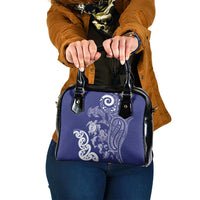 New Zealand Sea Animals with Maori Tribal Tattoo Shoulder Handbag Blue Color LT03 One Size Blue - Polynesian Pride