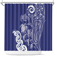 New Zealand Sea Animals with Maori Tribal Tattoo Shower Curtain Blue Color LT03 Blue - Polynesian Pride