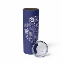New Zealand Sea Animals with Maori Tribal Tattoo Skinny Tumbler Blue Color LT03 - Polynesian Pride