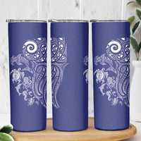 New Zealand Sea Animals with Maori Tribal Tattoo Skinny Tumbler Blue Color LT03 - Polynesian Pride