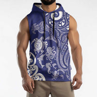New Zealand Sea Animals with Maori Tribal Tattoo Sleeveless Hoodie Blue Color LT03 - Polynesian Pride