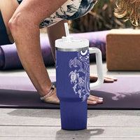 New Zealand Sea Animals with Maori Tribal Tattoo Tumbler With Handle Blue Color LT03 - Polynesian Pride