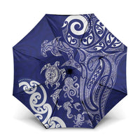 New Zealand Sea Animals with Maori Tribal Tattoo Umbrella Blue Color LT03 One Size Folded 11.42 inch Opened Diameter 37.4 inch Blue - Polynesian Pride