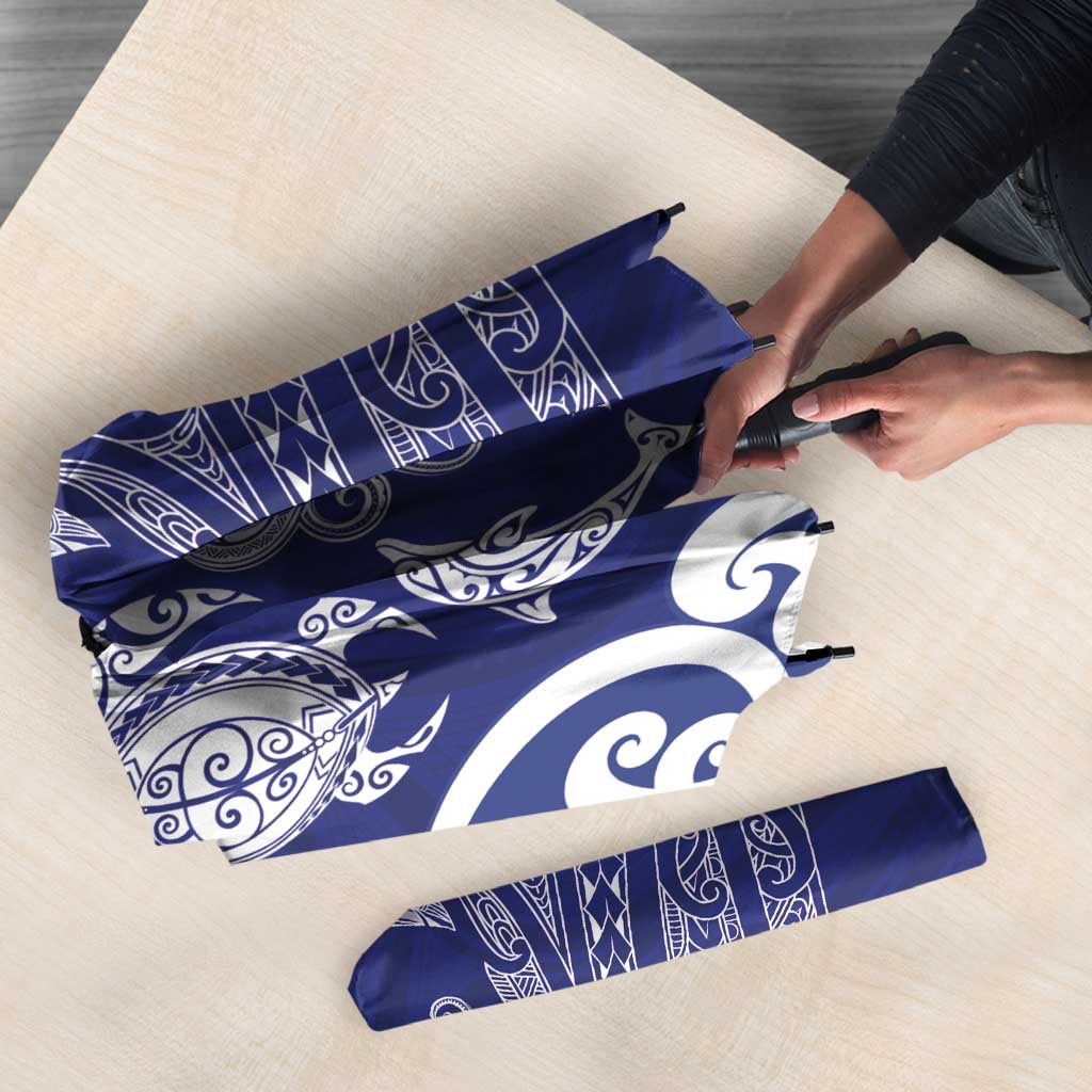 New Zealand Sea Animals with Maori Tribal Tattoo Umbrella Blue Color LT03 - Polynesian Pride