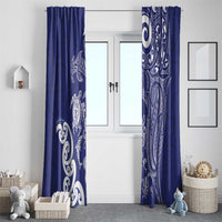 New Zealand Sea Animals with Maori Tribal Tattoo Window Curtain Blue Color LT03 - Polynesian Pride