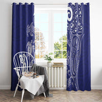 New Zealand Sea Animals with Maori Tribal Tattoo Window Curtain Blue Color LT03 - Polynesian Pride