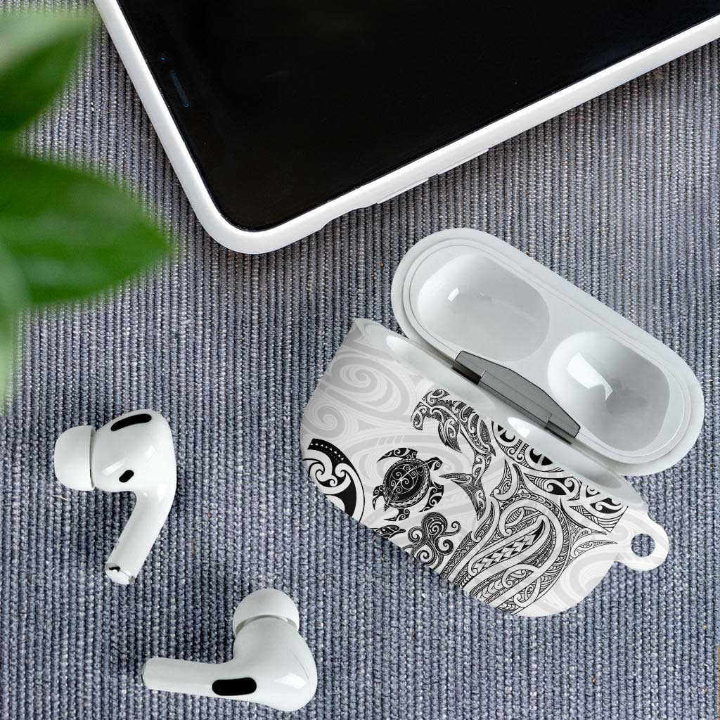 New Zealand Sea Animals with Maori Tribal Tattoo AirPods Case White Color LT03 - Polynesian Pride