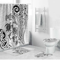 New Zealand Sea Animals with Maori Tribal Tattoo Bathroom Set White Color LT03 Bathroom Set (4 pcs) White - Polynesian Pride