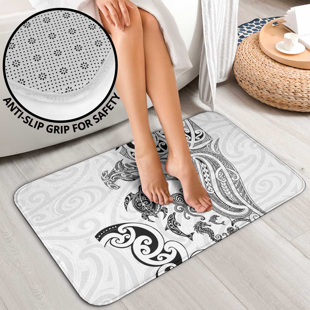 New Zealand Sea Animals with Maori Tribal Tattoo Bathroom Set White Color LT03 - Polynesian Pride