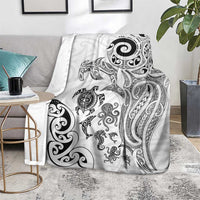 New Zealand Sea Animals with Maori Tribal Tattoo Blanket White Color LT03 - Polynesian Pride