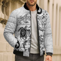 New Zealand Sea Animals with Maori Tribal Tattoo Bomber Puffer Jacket White Color LT03 - Polynesian Pride