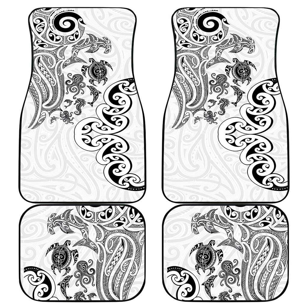New Zealand Sea Animals with Maori Tribal Tattoo Car Mats White Color LT03 - Polynesian Pride