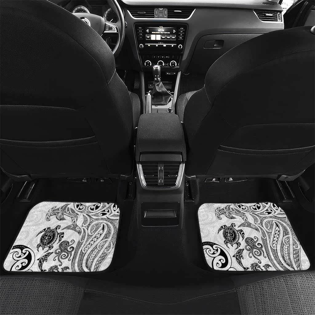 New Zealand Sea Animals with Maori Tribal Tattoo Car Mats White Color LT03 Set 2pcs - Back White - Polynesian Pride