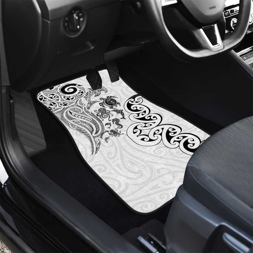 New Zealand Sea Animals with Maori Tribal Tattoo Car Mats White Color LT03 - Polynesian Pride