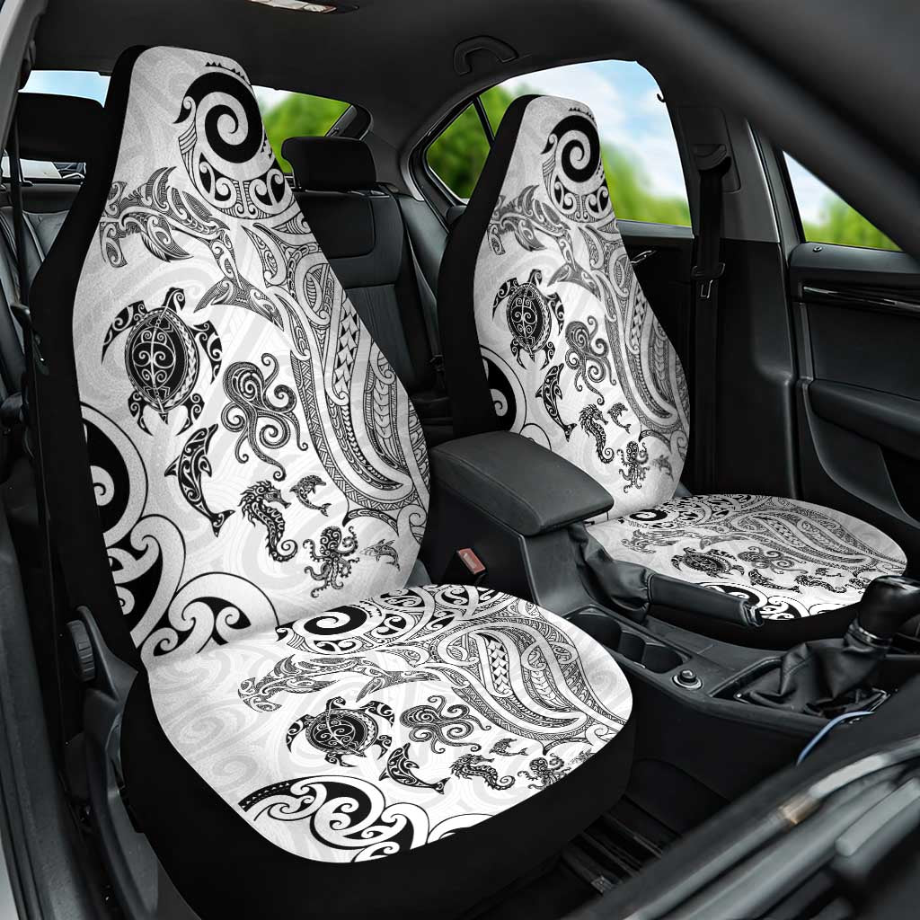 New Zealand Sea Animals with Maori Tribal Tattoo Car Seat Cover White Color LT03 One Size White - Polynesian Pride