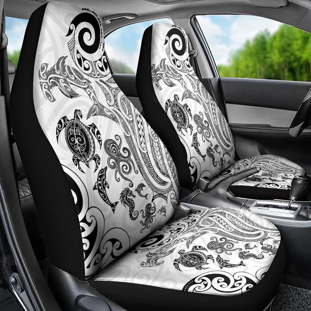 New Zealand Sea Animals with Maori Tribal Tattoo Car Seat Cover White Color LT03 - Polynesian Pride