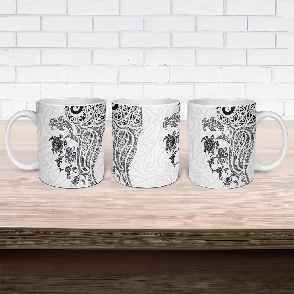 New Zealand Sea Animals with Maori Tribal Tattoo Ceramic Mug White Color LT03 - Polynesian Pride