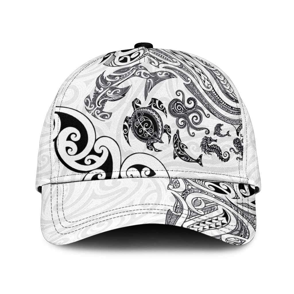 New Zealand Sea Animals with Maori Tribal Tattoo Classic Cap White Color LT03 Universal Fit White - Polynesian Pride