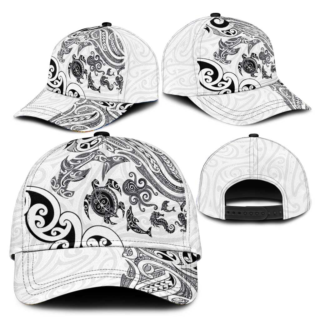 New Zealand Sea Animals with Maori Tribal Tattoo Classic Cap White Color LT03 - Polynesian Pride