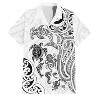 New Zealand Sea Animals with Maori Tribal Tattoo Family Matching Summer Maxi Dress and Hawaiian Shirt White Color LT03 Dad's Shirt - Short Sleeve White - Polynesian Pride