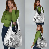 New Zealand Sea Animals with Maori Tribal Tattoo Grocery Bag White Color LT03 - Polynesian Pride