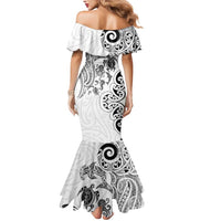 New Zealand Sea Animals with Maori Tribal Tattoo Mermaid Dress White Color LT03 - Polynesian Pride