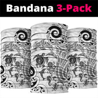 New Zealand Sea Animals with Maori Tribal Tattoo Neck Gaiter White Color LT03 package One Size: 25*50cm White - Polynesian Pride