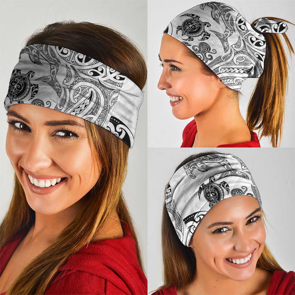 New Zealand Sea Animals with Maori Tribal Tattoo Neck Gaiter White Color LT03 - Polynesian Pride