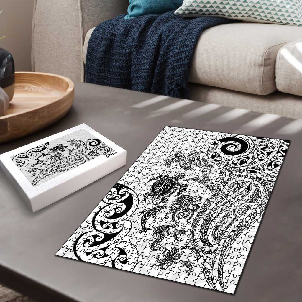 New Zealand Sea Animals with Maori Tribal Tattoo Puzzle White Color LT03 - Polynesian Pride