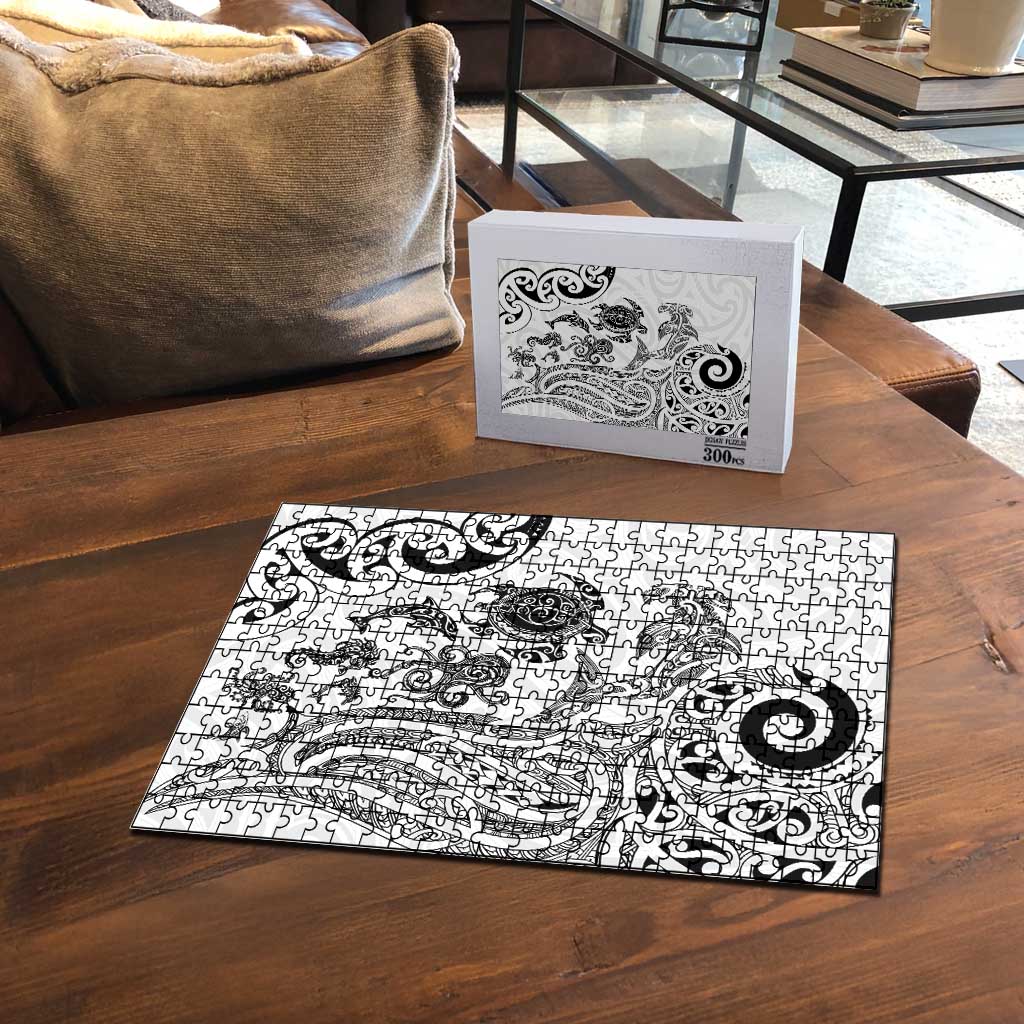 New Zealand Sea Animals with Maori Tribal Tattoo Puzzle White Color LT03 - Polynesian Pride