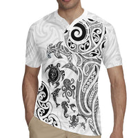 New Zealand Sea Animals with Maori Tribal Tattoo Rugby Jersey White Color LT03 - Polynesian Pride